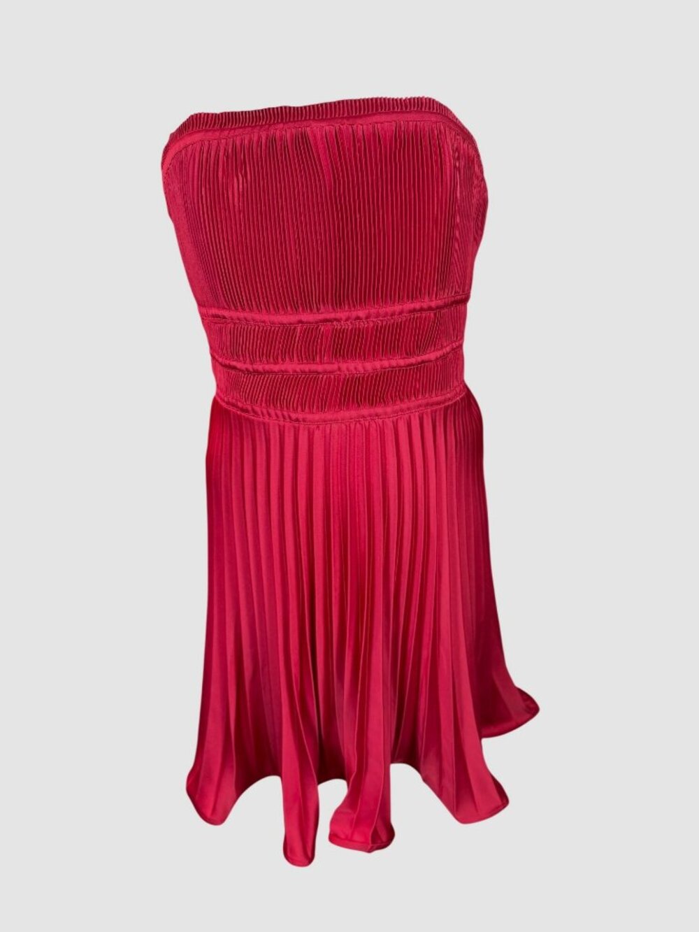 Taylor Strapless Red Sunburst Pleated Mini Dress Optional Straps 14 NWT